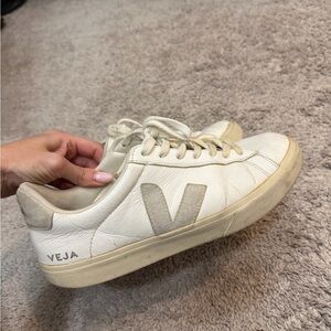 Veja Cream and White Casual Sneakers
